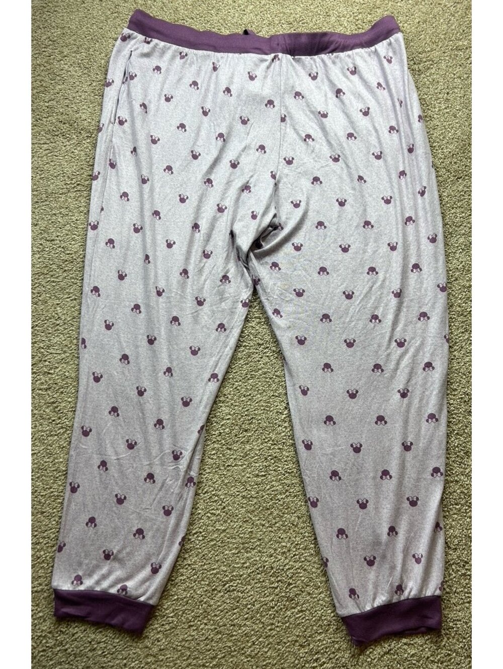 Disney Women's 2Pc Pajama Set Purple Print Short Sleeve Jogger Pants Sz XXL - Picture 9 of 9